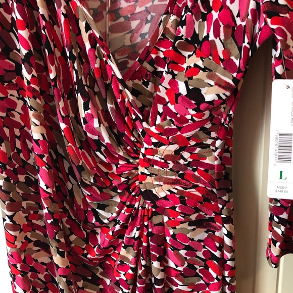 New Multi-Colored Knee Length Dress Size: Large - Picture 4 of 5